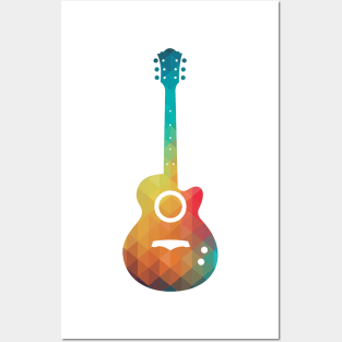 Rainbow electric guitar silhouette Posters and Art